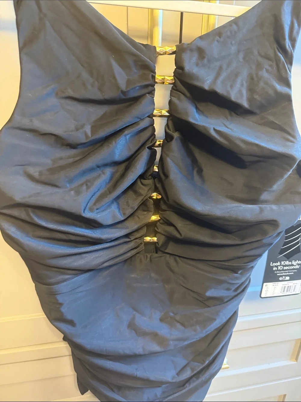 Miraclesuit Slimming Black One-Piece Swimsuit with Gold Accents, Swizzle - Picture 2 of 5